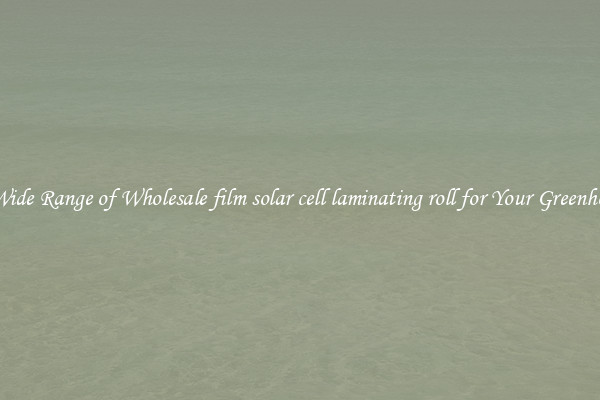 A Wide Range of Wholesale film solar cell laminating roll for Your Greenhouse