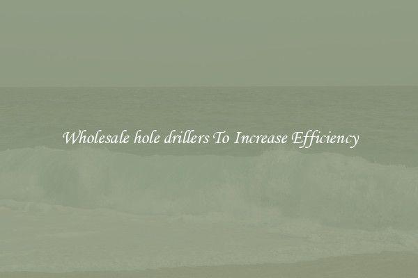 Wholesale hole drillers To Increase Efficiency