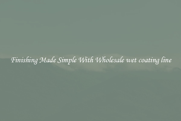 Finishing Made Simple With Wholesale wet coating line